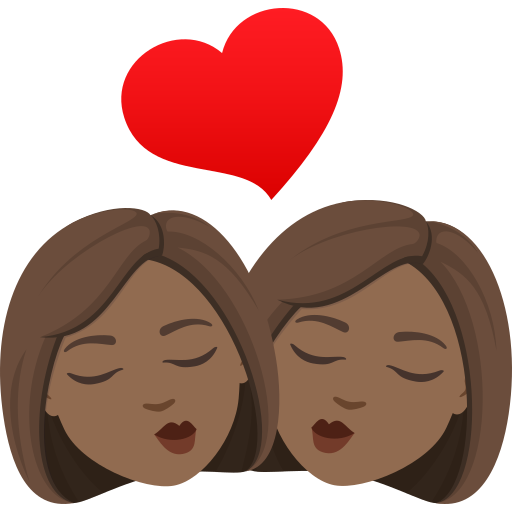 Beijo: Mulher, Mulher, Pele Morena Escura para JoyPixels 10.0