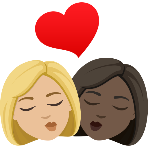 Beijo: Mulher, Mulher, Pele Morena Clara, Pele Escura para JoyPixels 10.0