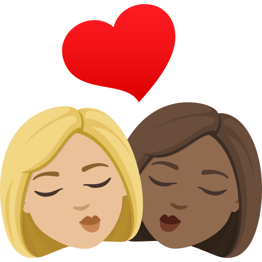 Beijo: Mulher, Mulher, Pele Morena Clara, Pele Morena Escura para JoyPixels 10.0