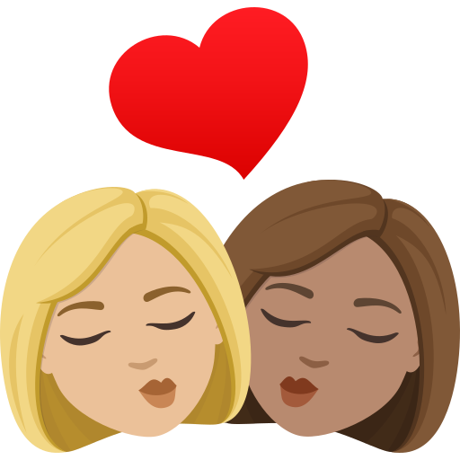 Beijo: Mulher, Mulher, Pele Morena Clara, Pele Morena para JoyPixels 10.0