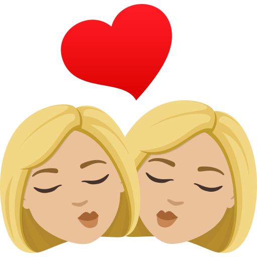 Beijo: Mulher, Mulher, Pele Morena Clara para JoyPixels 10.0