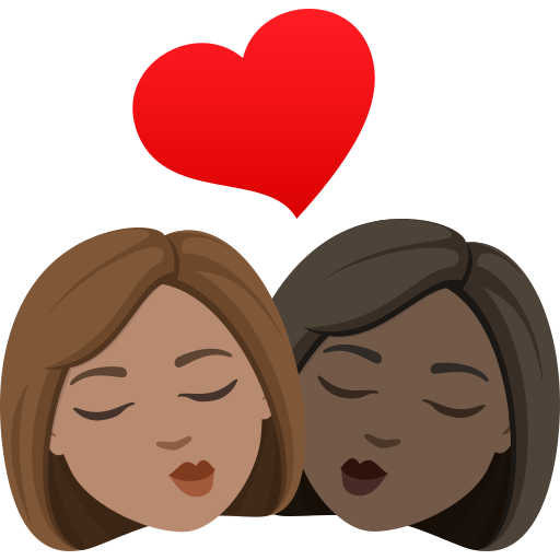 Beijo: Mulher, Mulher, Pele Morena, Pele Escura para JoyPixels 10.0