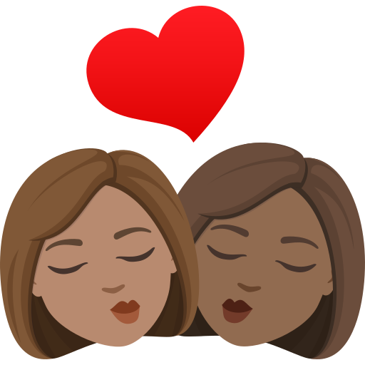 Beijo: Mulher, Mulher, Pele Morena, Pele Morena Escura para JoyPixels 10.0