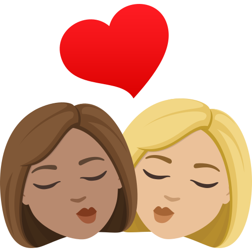 Beijo: Mulher, Mulher, Pele Morena, Pele Morena Clara para JoyPixels 10.0