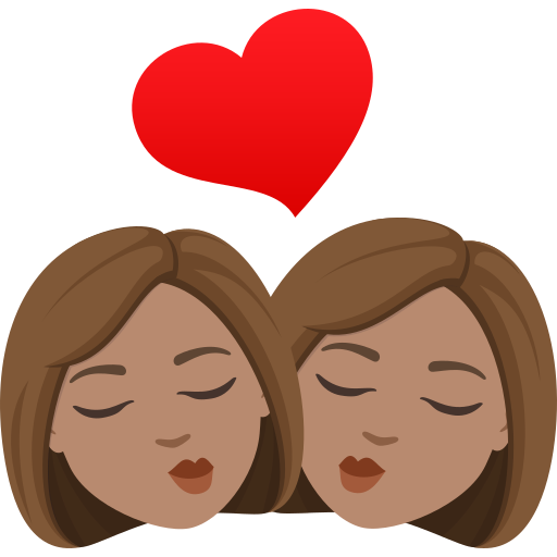 Beijo: Mulher, Mulher, Pele Morena para JoyPixels 10.0