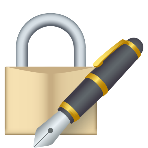 Закритий замок з пір'яною ручкою для JoyPixels 10.0