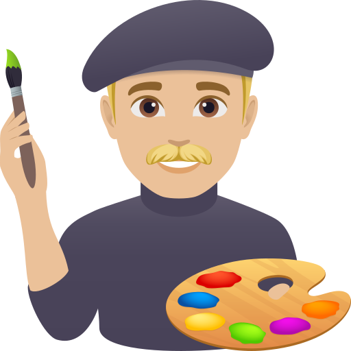 Чоловік-художник: світлий тон шкіри для JoyPixels 10.0
