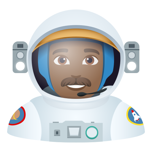 Astronauta Homem: Pele Morena Escura para JoyPixels 10.0