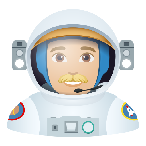 Astronauta Homem: Pele Morena Clara para JoyPixels 10.0