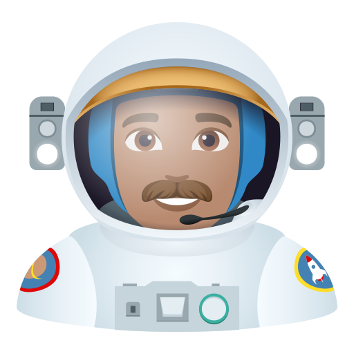 Astronauta Homem: Pele Morena para JoyPixels 10.0
