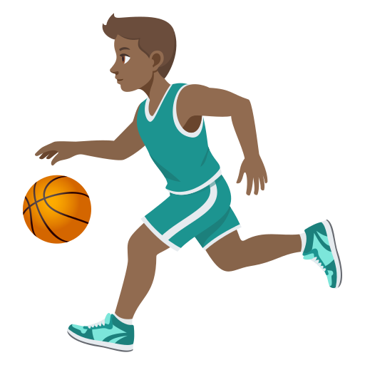 Homem Jogando Basquete: Pele Morena Escura para JoyPixels 10.0