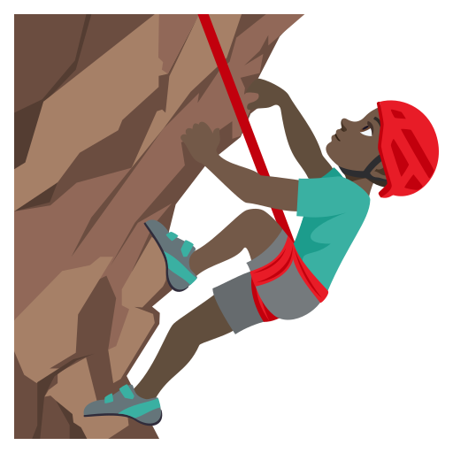 Чоловік піднімається по скелі: дуже темний тон шкіри для JoyPixels 10.0