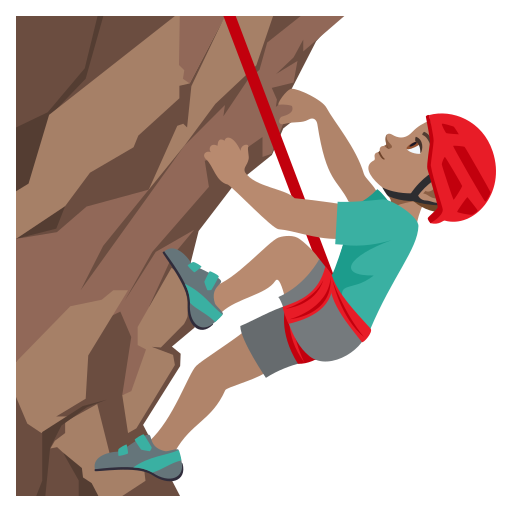 Чоловік піднімається по скелі: середній тон шкіри для JoyPixels 10.0