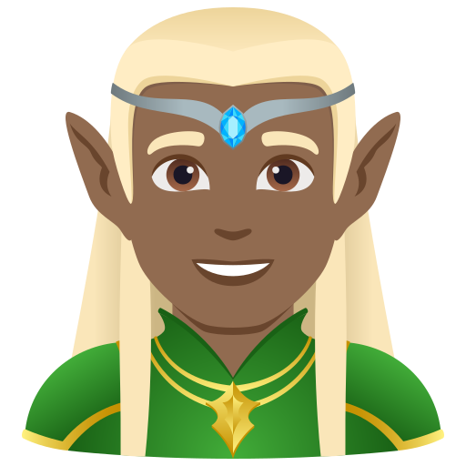 Elfo Homem: Pele Morena Escura para JoyPixels 10.0