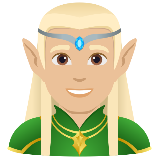 Elfo Homem: Pele Morena Clara para JoyPixels 10.0