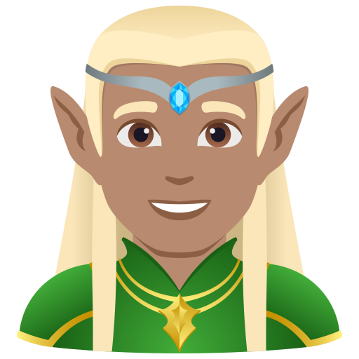 Elfo Homem: Pele Morena para JoyPixels 10.0