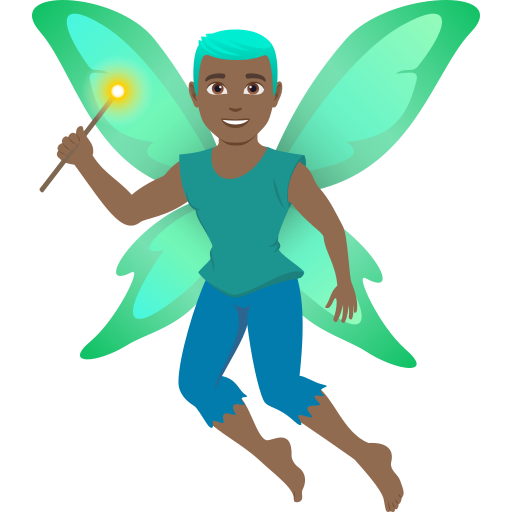 Homem Fada: Pele Morena Escura para JoyPixels 10.0