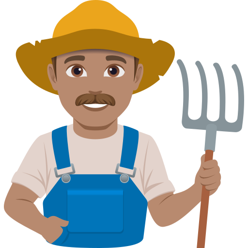 Чоловік-фермер: середній тон шкіри для JoyPixels 10.0