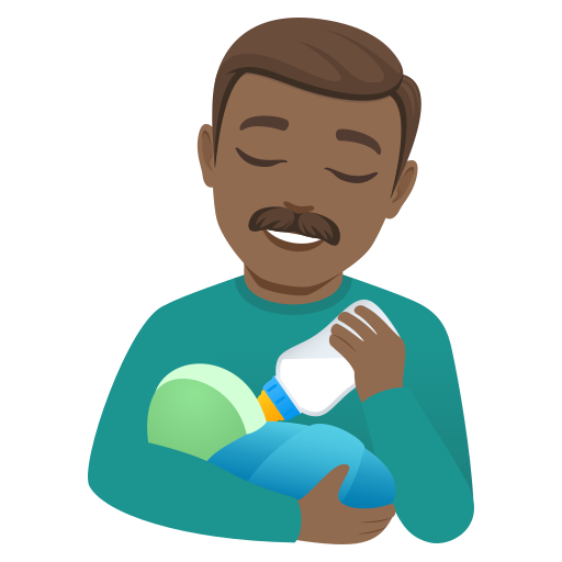 Homem Alimentando Bebê: Pele Morena Escura para JoyPixels 10.0