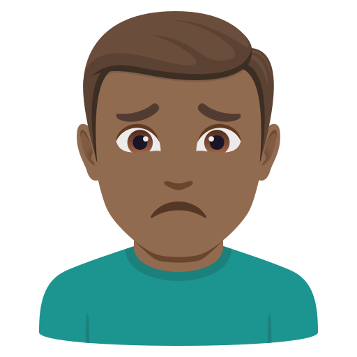 Homem Franzindo A Sobrancelha: Pele Morena Escura para JoyPixels 10.0