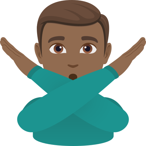 Homem Fazendo Gesto De “Não”: Pele Morena Escura para JoyPixels 10.0