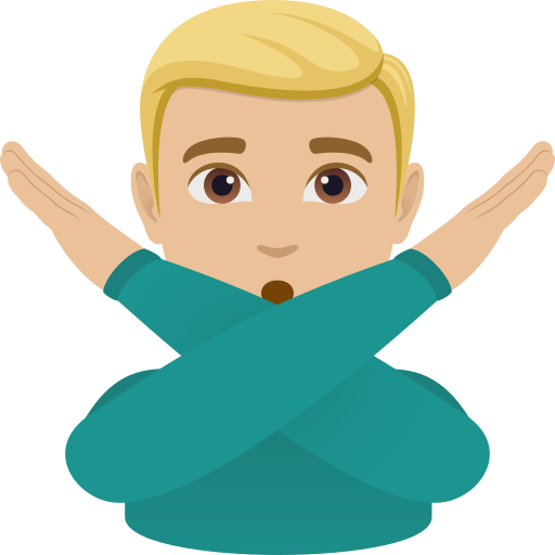 Homem Fazendo Gesto De “Não”: Pele Morena Clara para JoyPixels 10.0