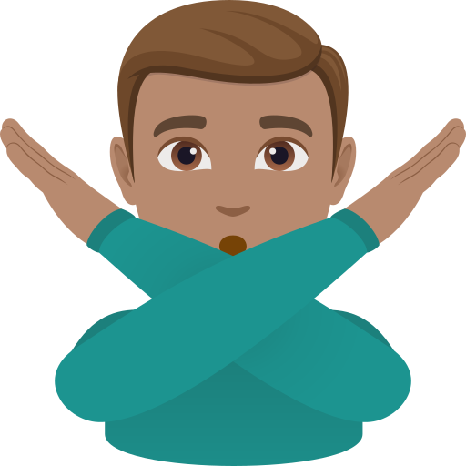 Homem Fazendo Gesto De “Não”: Pele Morena para JoyPixels 10.0