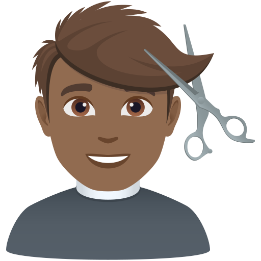 Homem Cortando O Cabelo: Pele Morena Escura para JoyPixels 10.0