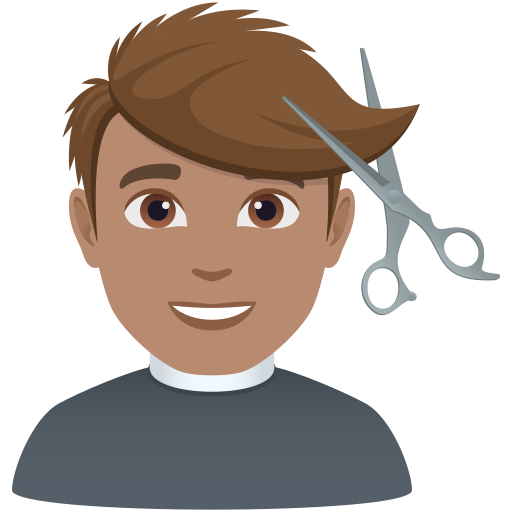 Homem Cortando O Cabelo: Pele Morena para JoyPixels 10.0