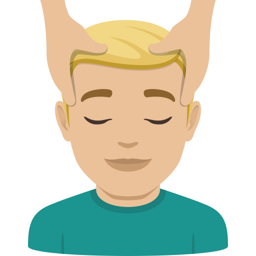 Homem Recebendo Massagem Facial: Pele Morena Clara para JoyPixels 10.0