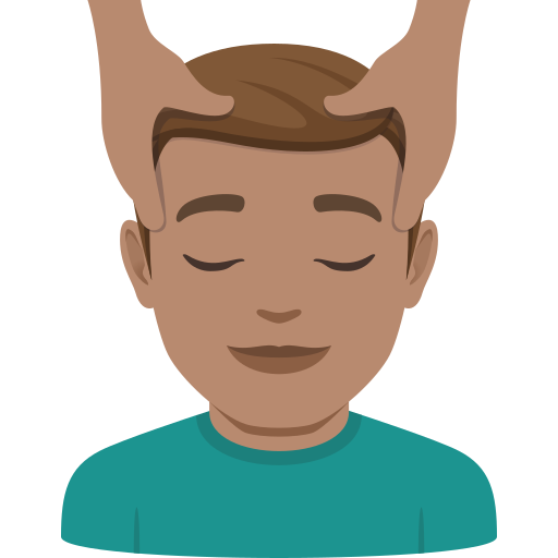 Homem Recebendo Massagem Facial: Pele Morena para JoyPixels 10.0