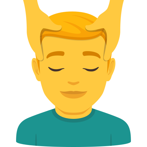 Чоловікові масажують обличчя для JoyPixels 10.0