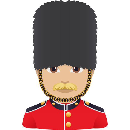 Чоловік-гвардієць: світлий тон шкіри для JoyPixels 10.0