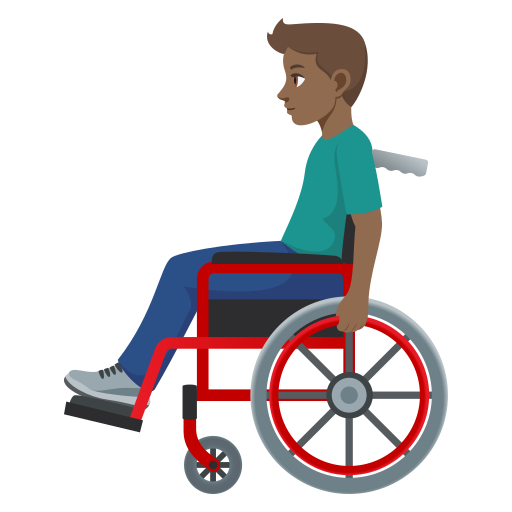 Homem Em Cadeira De Rodas Manual: Pele Morena Escura para JoyPixels 10.0