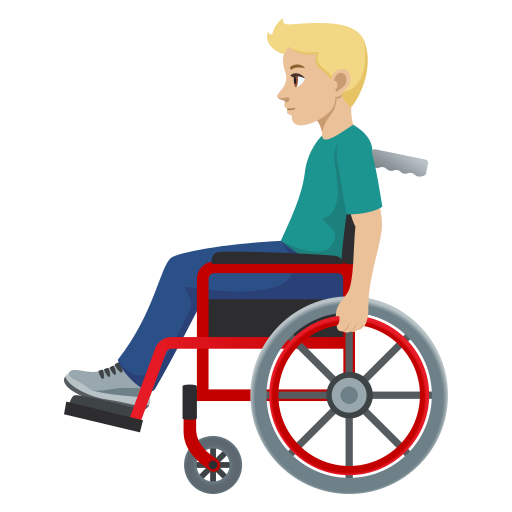 Чоловік в ручному кріслі-візку: світлий тон шкіри для JoyPixels 10.0