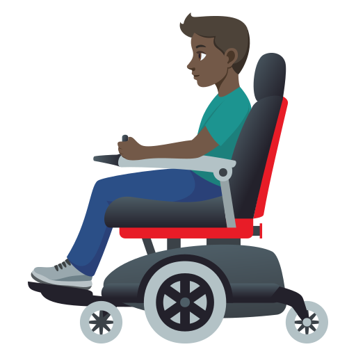 Чоловік в електричному кріслі-колясці: дуже темний тон шкіри для JoyPixels 10.0