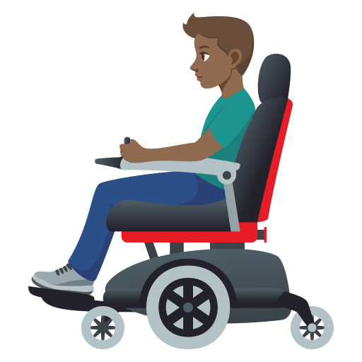 Homem Em Cadeira De Rodas Motorizada: Pele Morena Escura para JoyPixels 10.0
