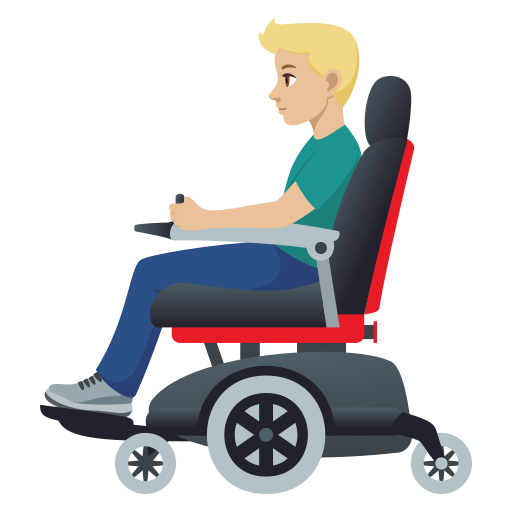 Homem Em Cadeira De Rodas Motorizada: Pele Morena Clara para JoyPixels 10.0