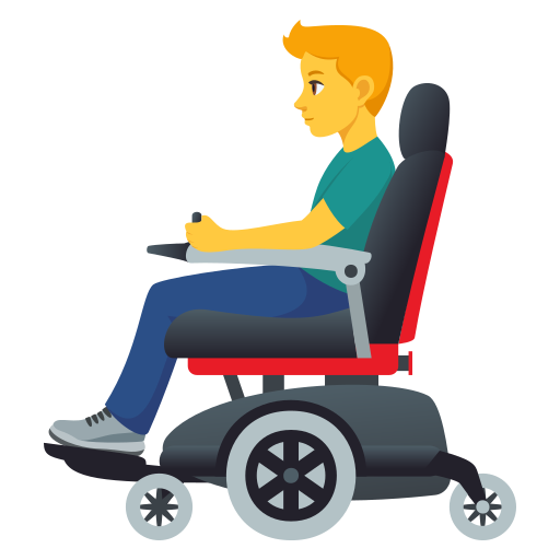 Чоловік в електричному кріслі-візку для JoyPixels 10.0