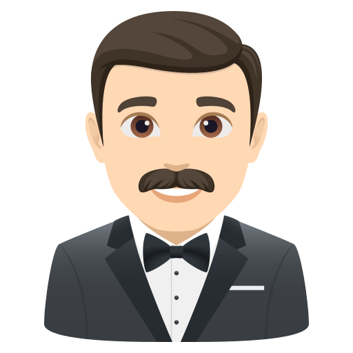 Чоловік у смокінгу: дуже світлий тон шкіри для JoyPixels 10.0