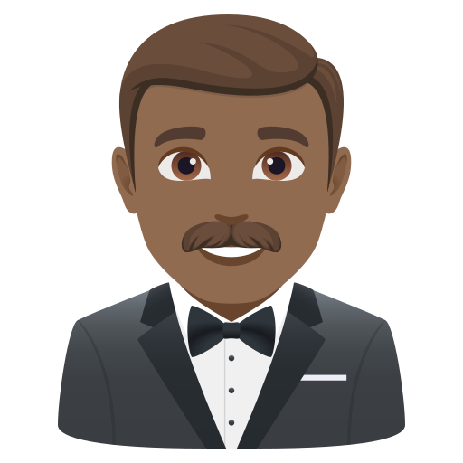 Homem De Smoking: Pele Morena Escura para JoyPixels 10.0