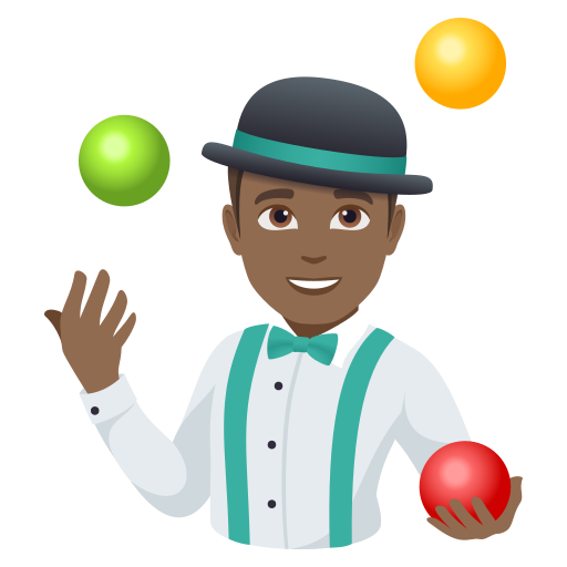 Homem Malabarista: Pele Morena Escura para JoyPixels 10.0