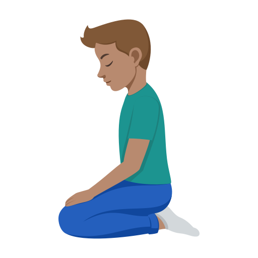 Чоловік на колінах: середній тон шкіри для JoyPixels 10.0