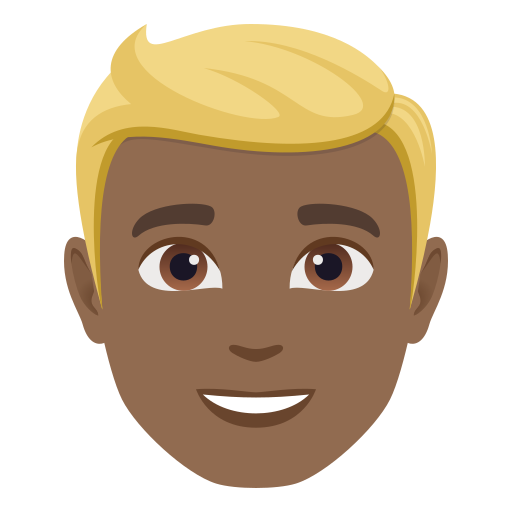 Homem: Cabelo Loiro: Pele Morena Escura para JoyPixels 10.0