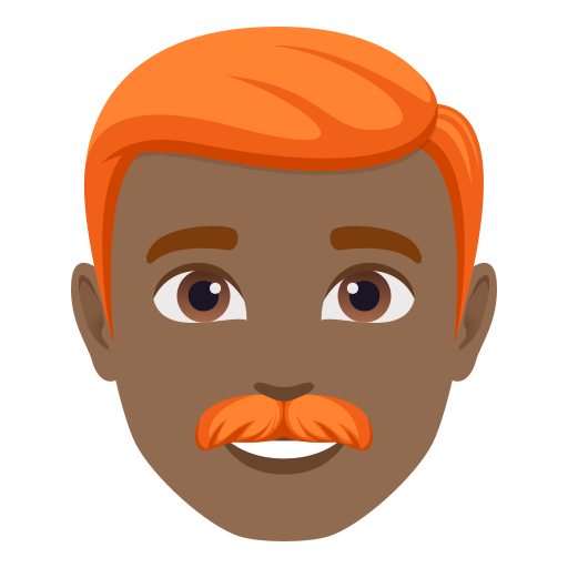 Homem: Pele Morena Escura, Cabelo Vermelho para JoyPixels 10.0