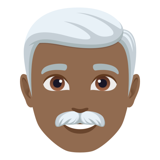 Homem: Pele Morena Escura, Cabelo Branco para JoyPixels 10.0