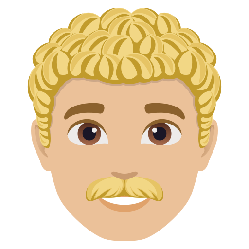 Чоловік: світлий тон шкіри кучеряве волосся для JoyPixels 10.0