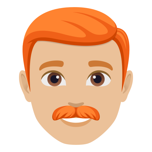 Homem: Pele Morena Clara, Cabelo Vermelho para JoyPixels 10.0