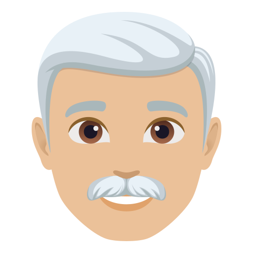 Homem: Tom de Pele Medium-Light, Cabelo Branco para JoyPixels 10.0