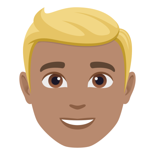 Homem: Cabelo Loiro: Pele Morena para JoyPixels 10.0